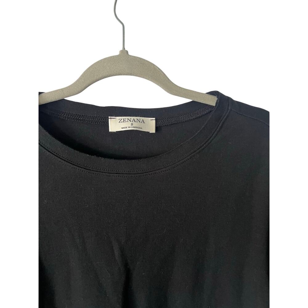 Zenana Women's Cotton Black Set Joggers & Short Sleeve Top NWT - Picture 2 of 6